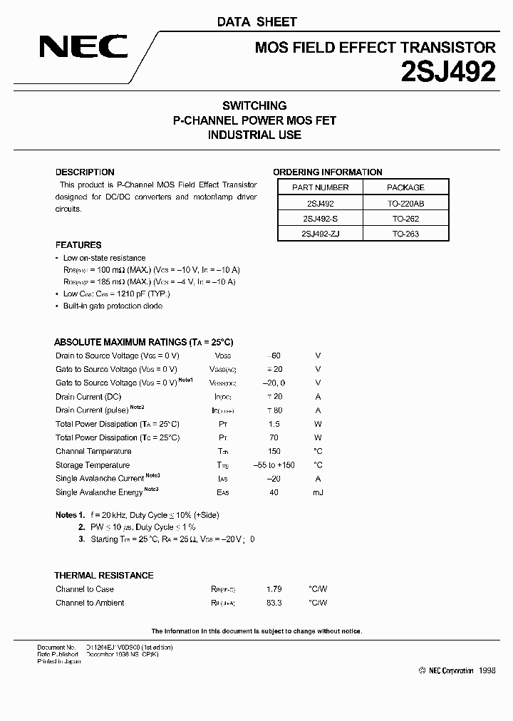 2SJ492_12898.PDF Datasheet