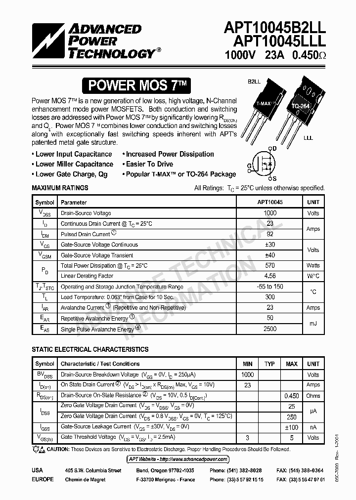 APT10045B2LL_170489.PDF Datasheet