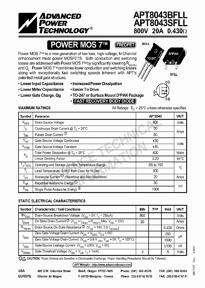 APT8043BFLL_42360.PDF Datasheet