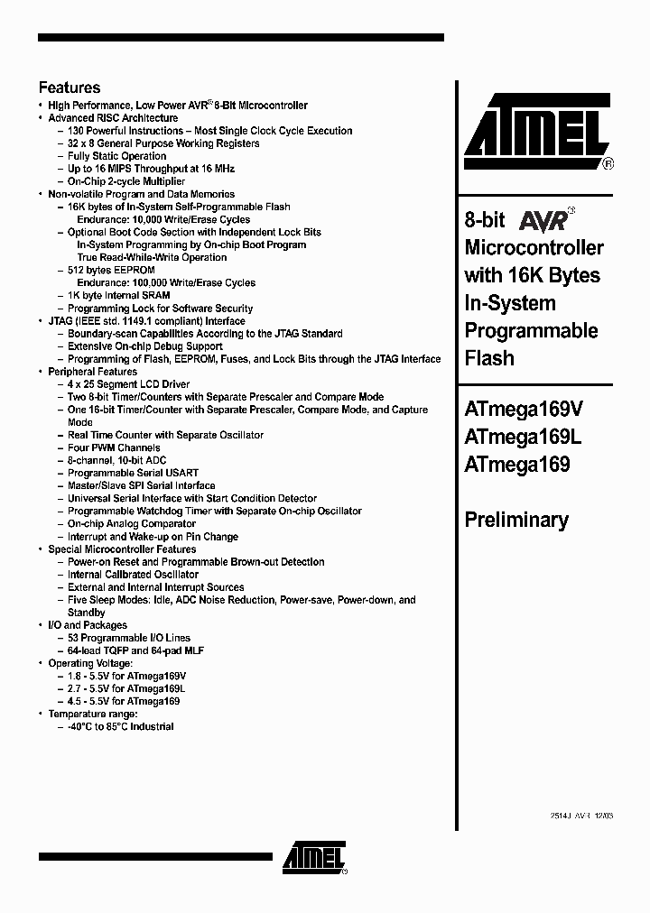 ATMEGA169_144771.PDF Datasheet