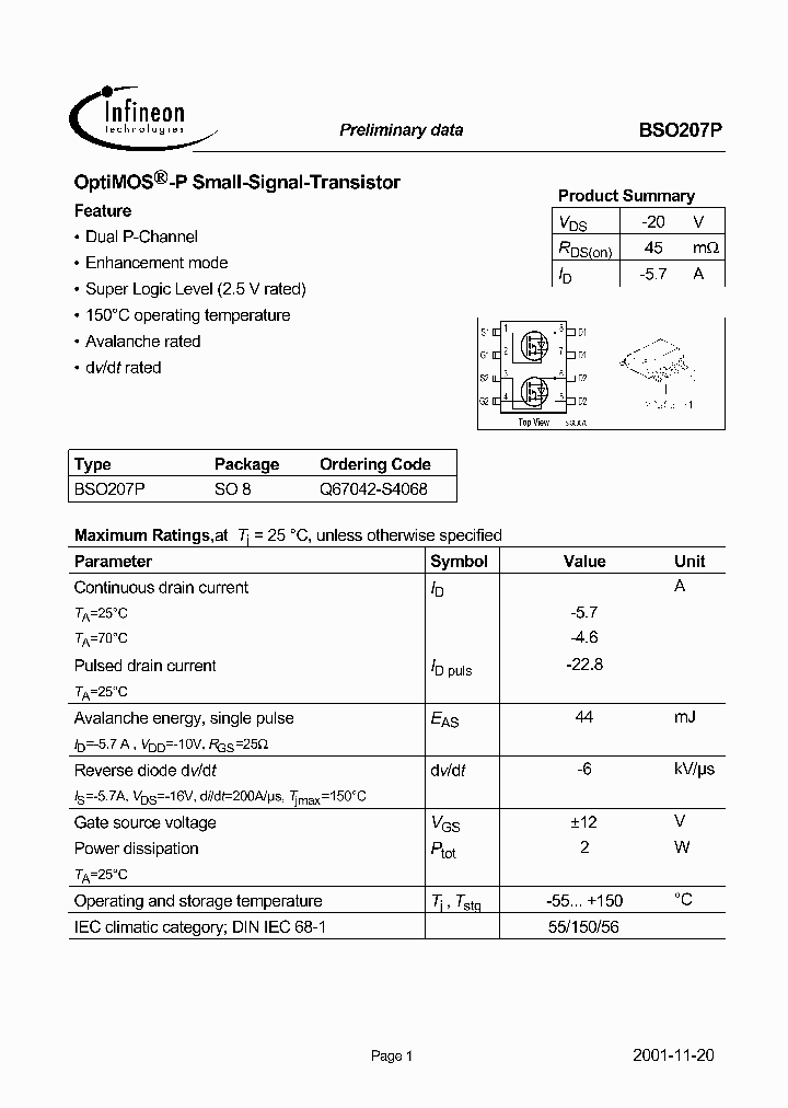 BSO207P_157967.PDF Datasheet