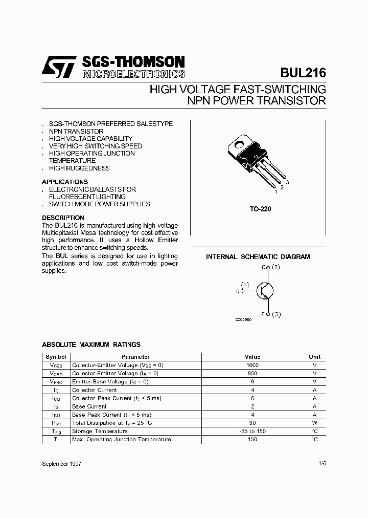 BUL216_155931.PDF Datasheet