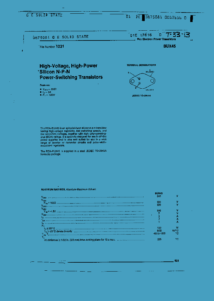 BUX45_8557.PDF Datasheet