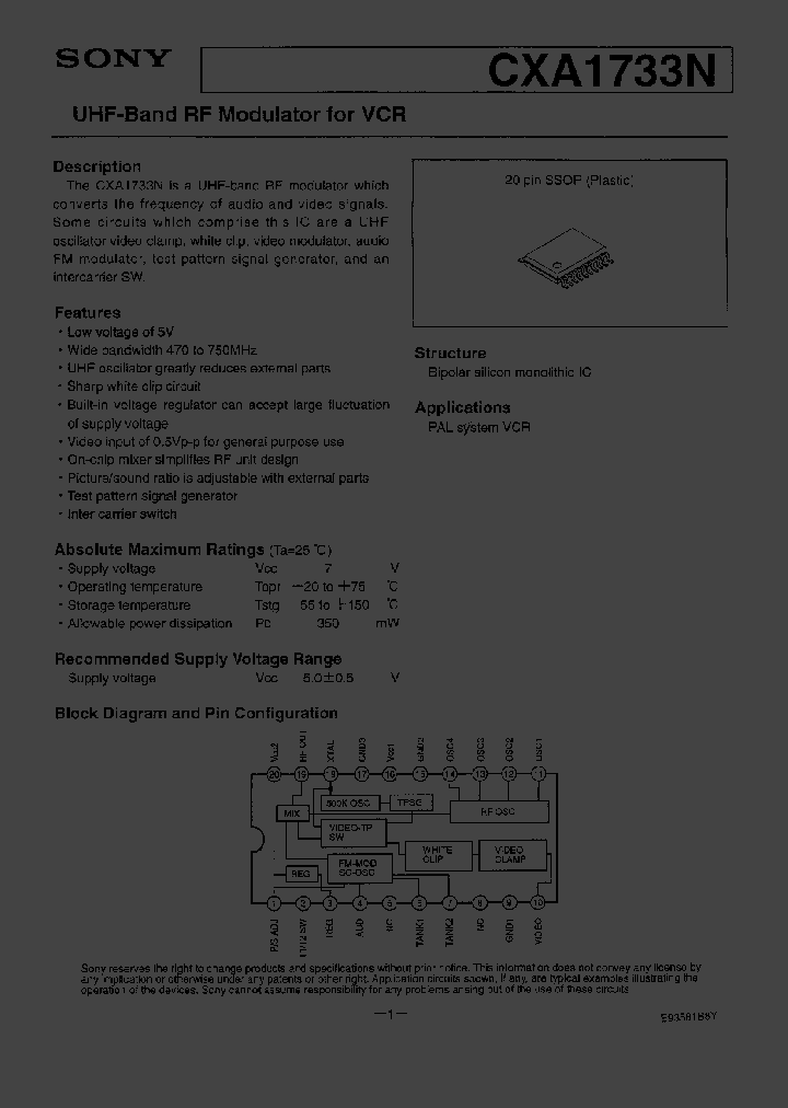 CXA1733N_117961.PDF Datasheet