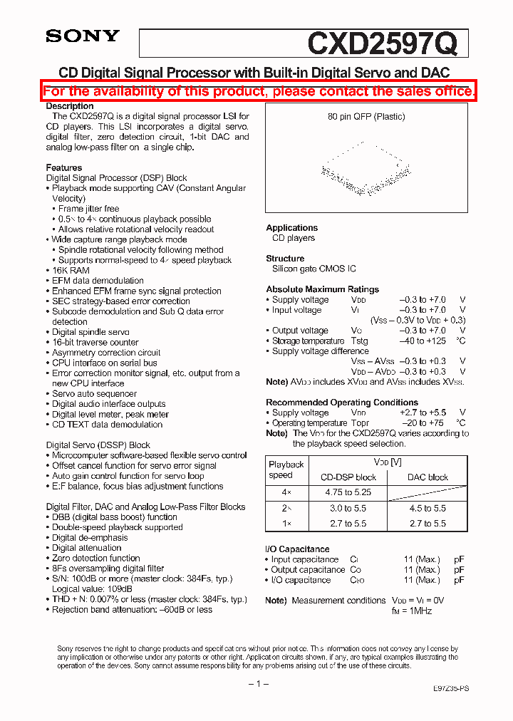 CXD2597Q_83095.PDF Datasheet