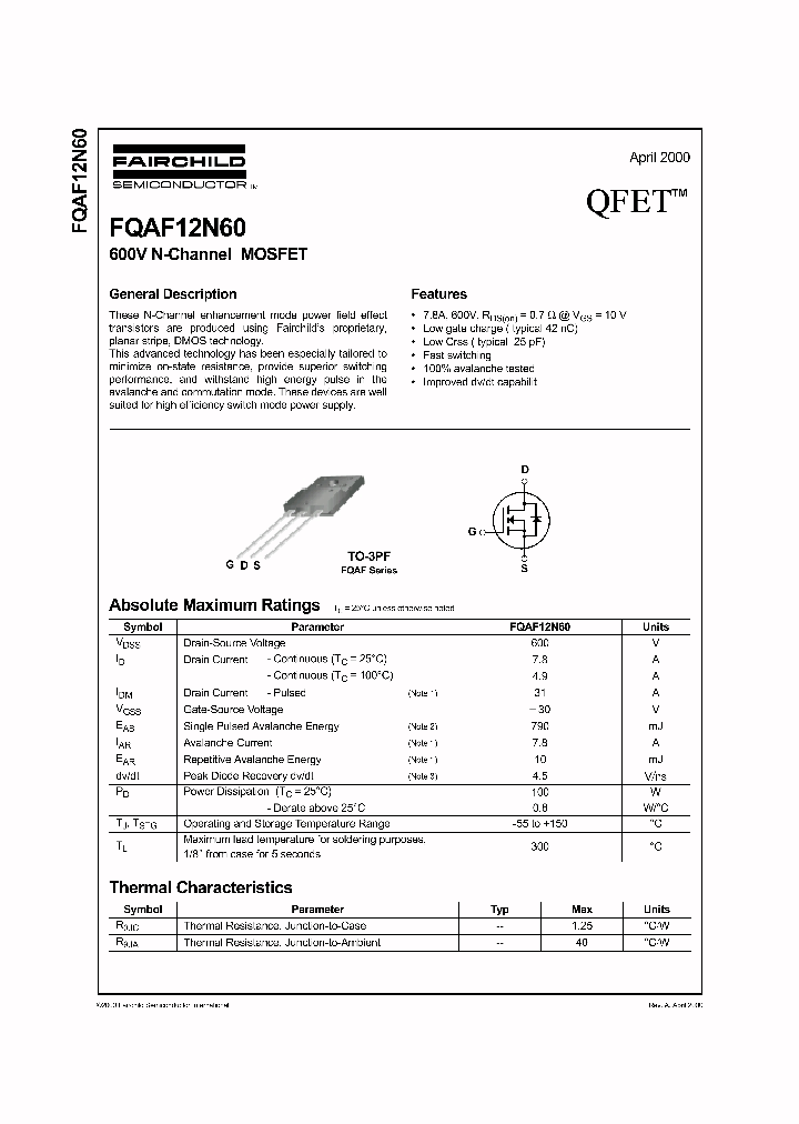 FQAF12N60_176494.PDF Datasheet