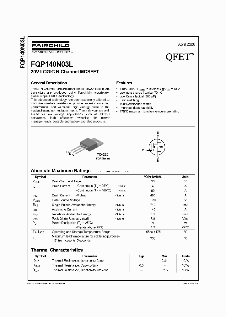 FQP140N03L_176225.PDF Datasheet