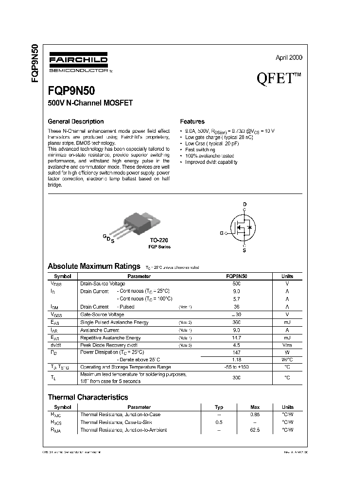 FQP9N50_36458.PDF Datasheet