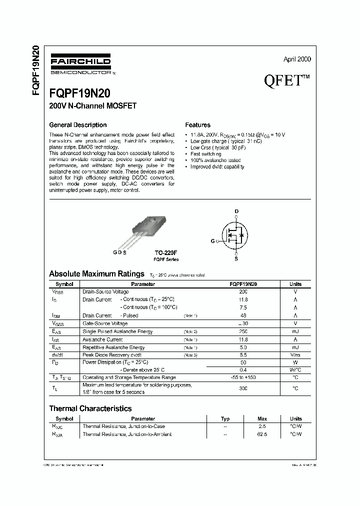 FQPF19N20_152951.PDF Datasheet