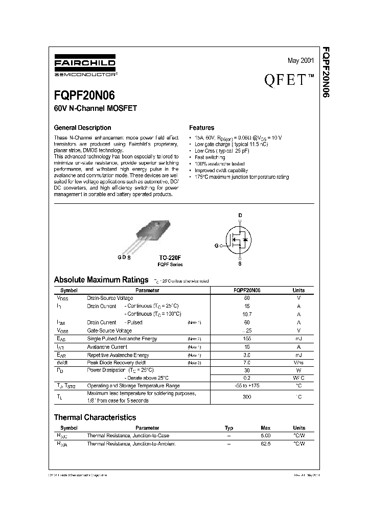 FQPF20N06_161203.PDF Datasheet