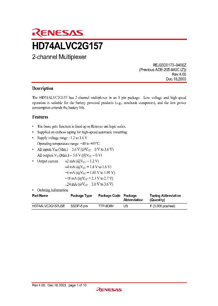 HD74ALVC2G157_25056.PDF Datasheet