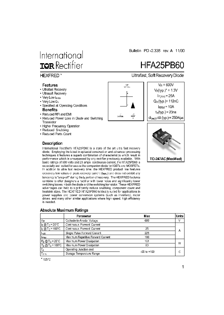 HFA25PB60_189424.PDF Datasheet