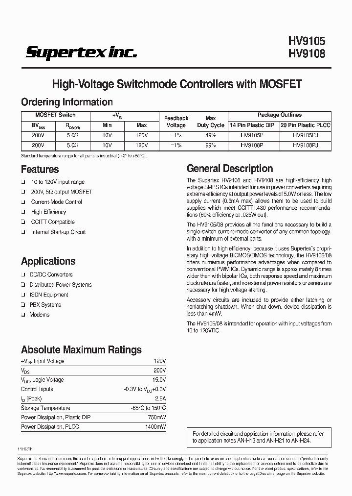 HV9105_158657.PDF Datasheet