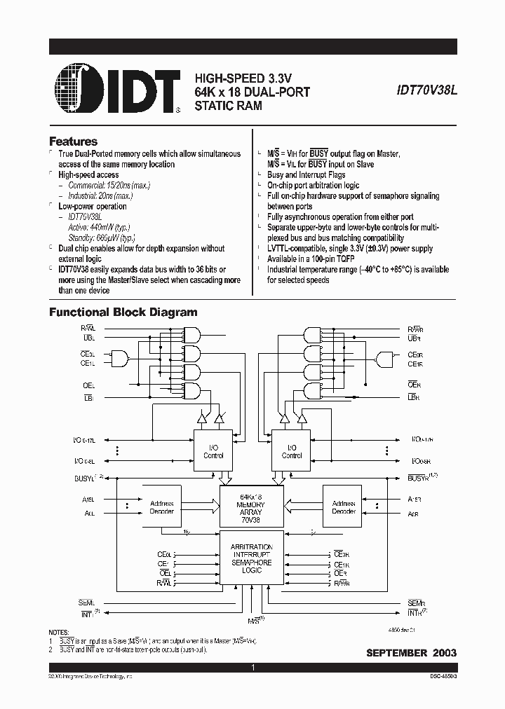 IDT70V38L_109627.PDF Datasheet