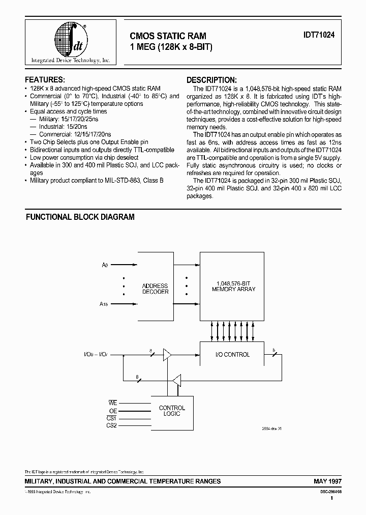 IDT71024_74190.PDF Datasheet