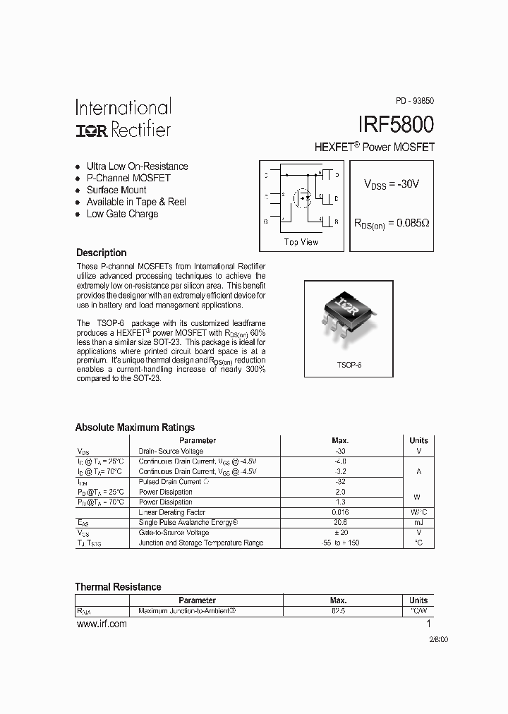 IRF5800_120587.PDF Datasheet