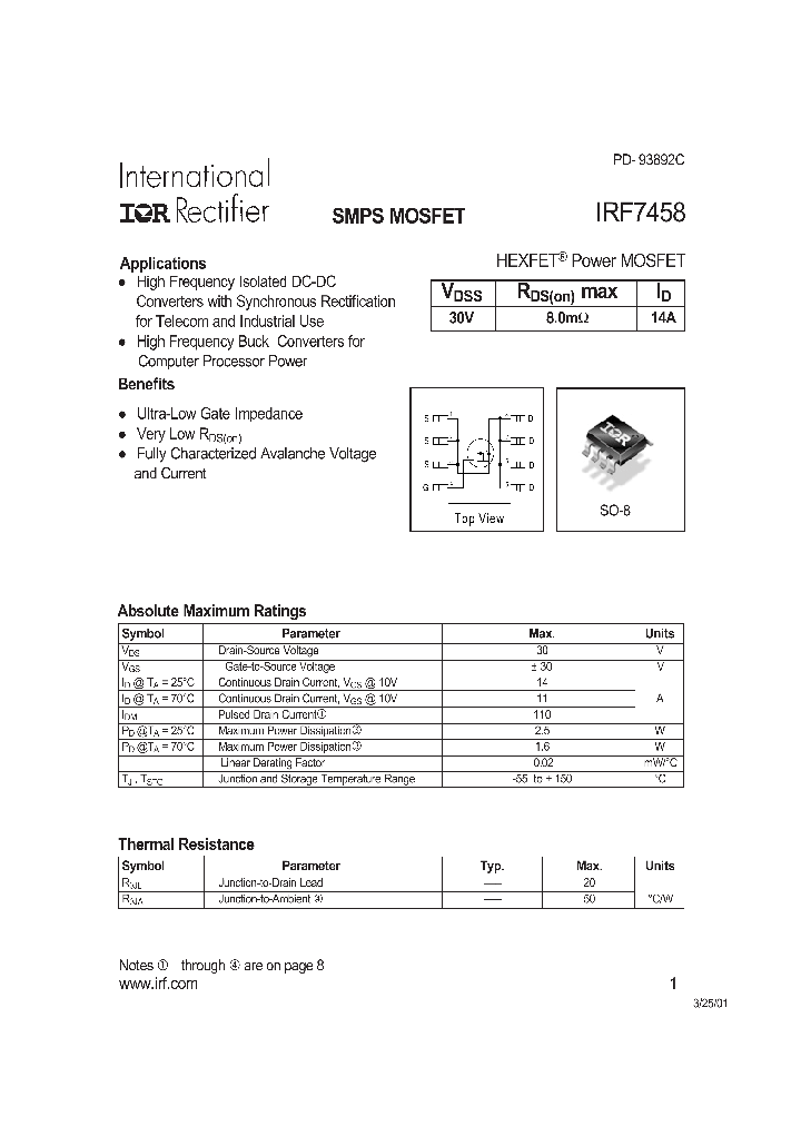 IRF7458_133803.PDF Datasheet