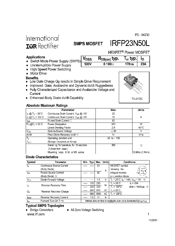 IRFP23N50L_180638.PDF Datasheet