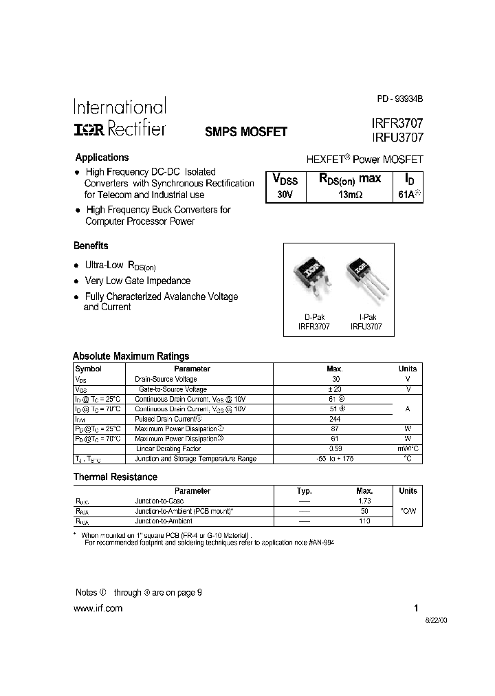 IRFU3707_62559.PDF Datasheet