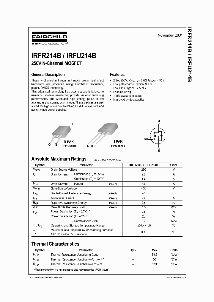 IRFU214B_62300.PDF Datasheet