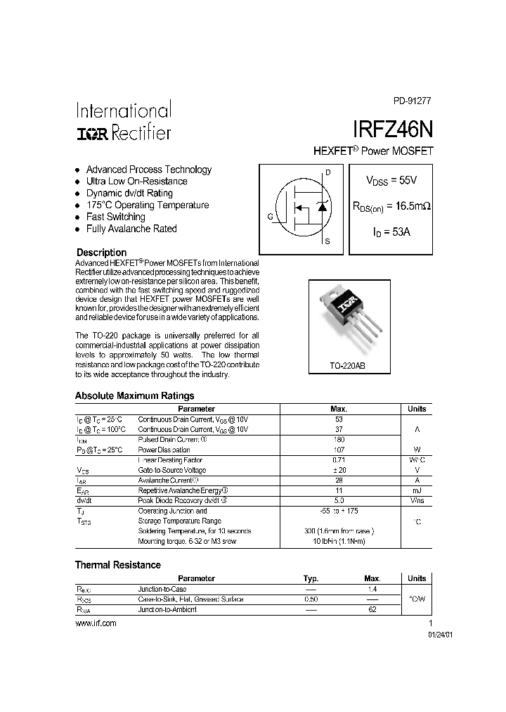 IRFZ46N_194892.PDF Datasheet
