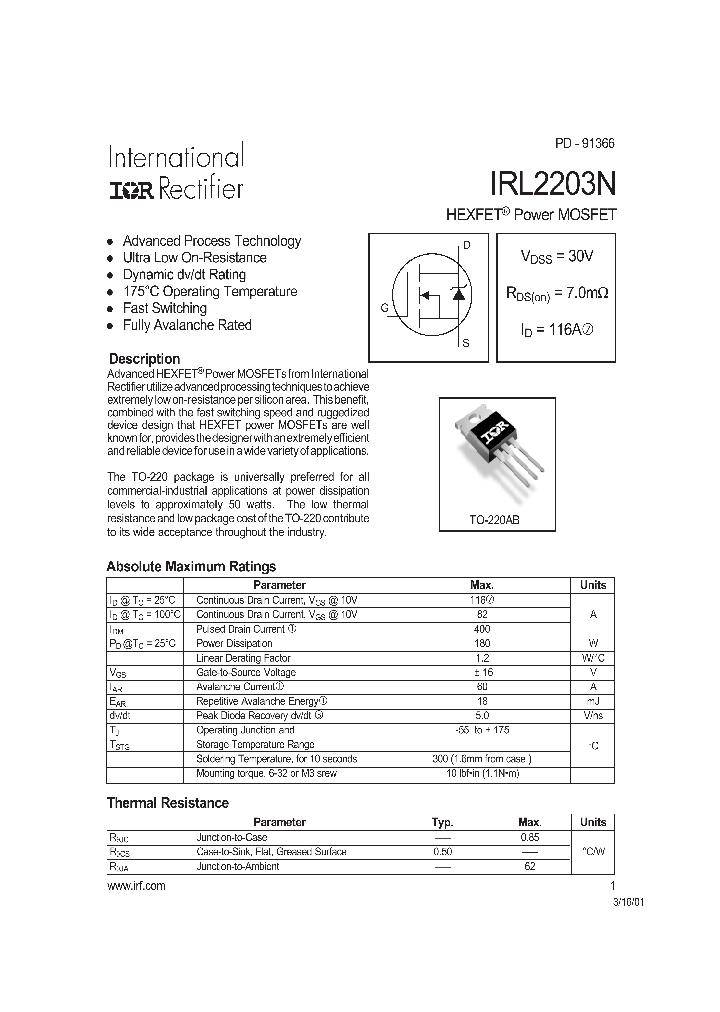 IRL2203_194903.PDF Datasheet