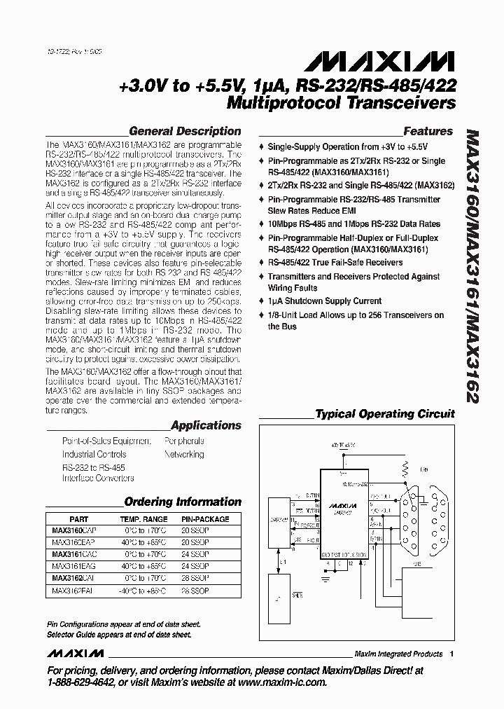 MAX3160_123830.PDF Datasheet