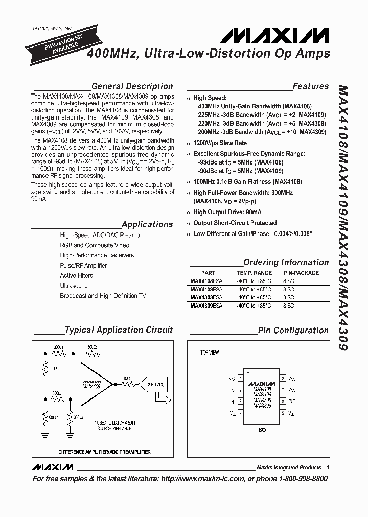 MAX4308ESA_47381.PDF Datasheet