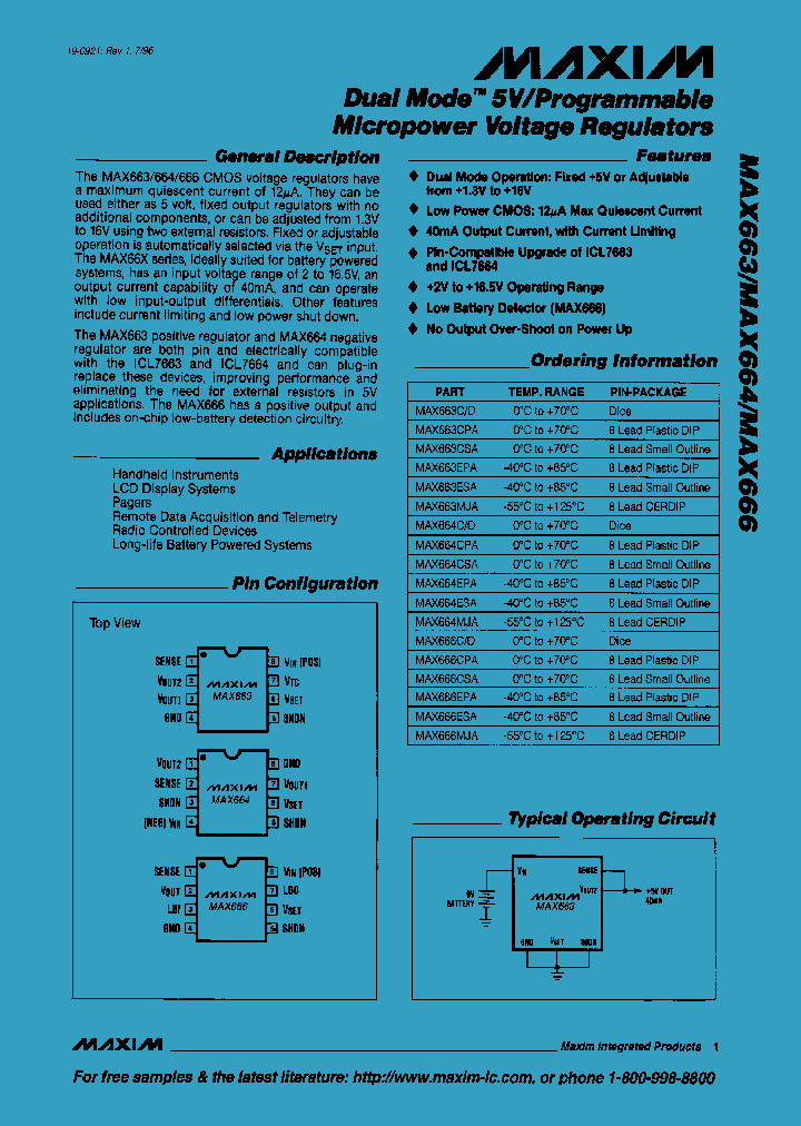 MAX664_101488.PDF Datasheet