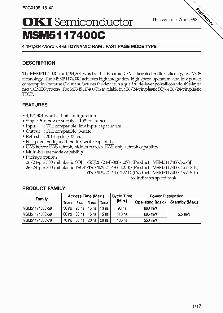 MSM5117400C_135544.PDF Datasheet