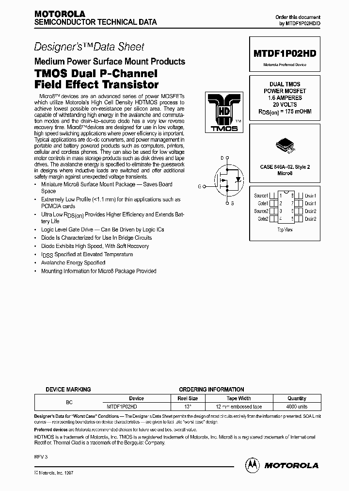 MTDF1P02HD_69533.PDF Datasheet