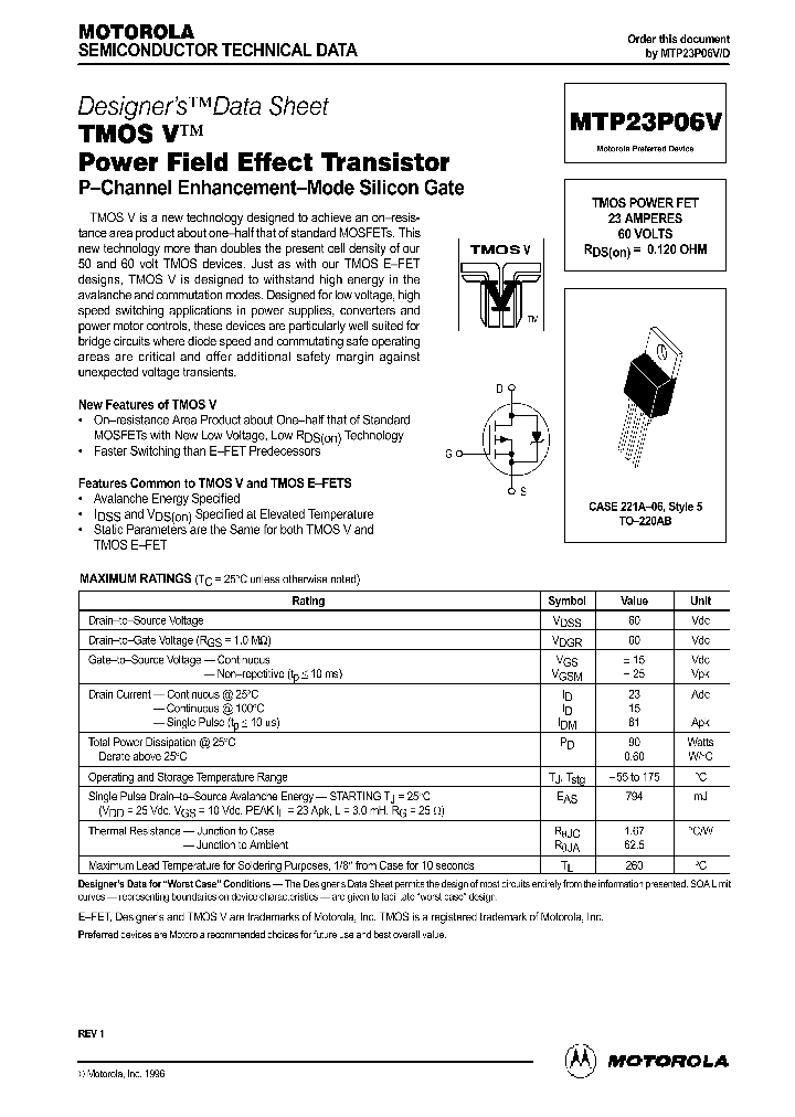 MTP23P06V_64842.PDF Datasheet