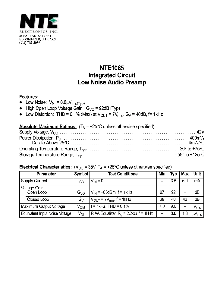 NTE1085_69631.PDF Datasheet