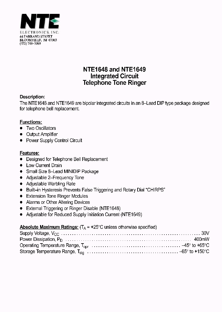 NTE1648_190264.PDF Datasheet