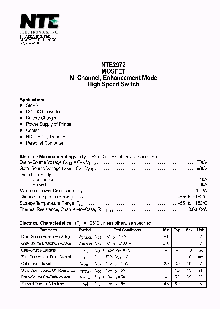 NTE2972_69888.PDF Datasheet