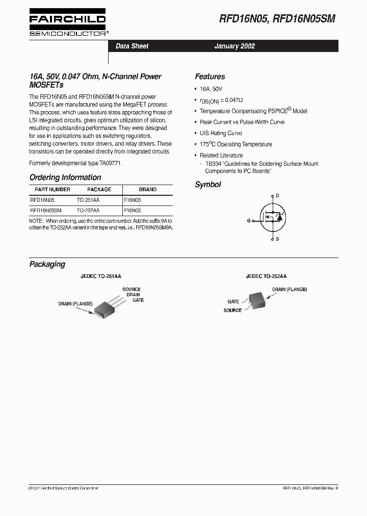 RFD16N05_148314.PDF Datasheet