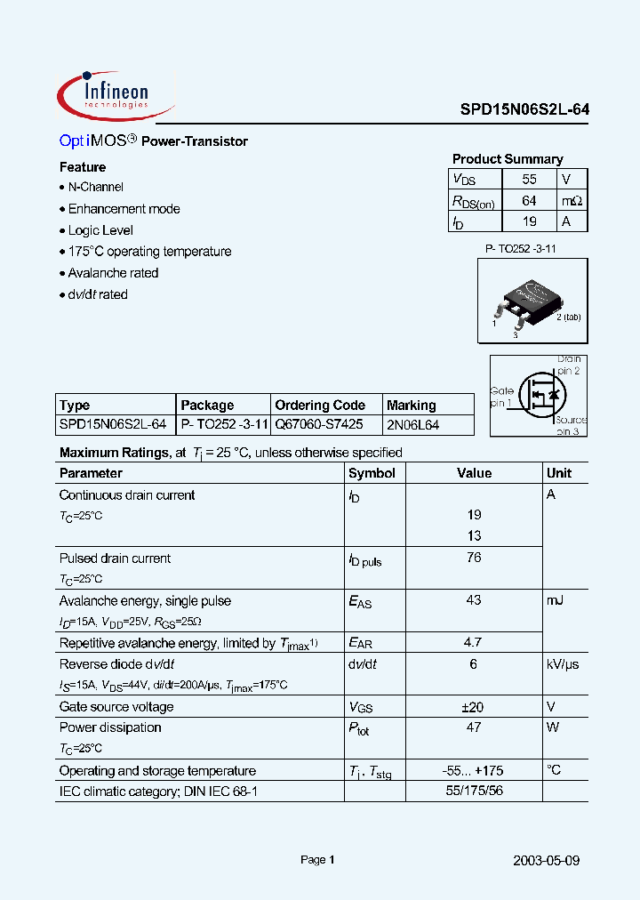 SPD15N06S2L-64_177208.PDF Datasheet