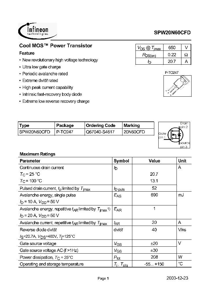 SPW20N60CFD_14620.PDF Datasheet