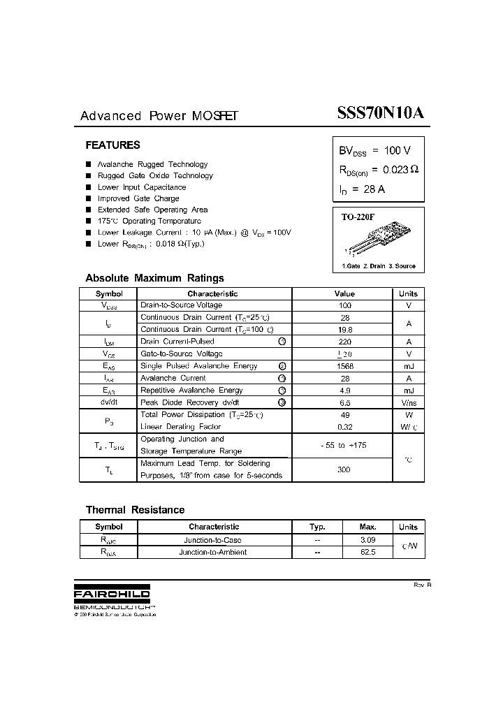 SSS70N10_175095.PDF Datasheet