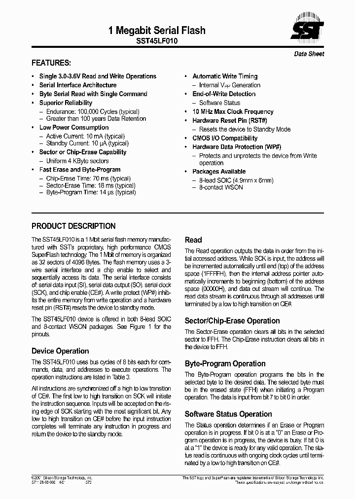 SST45LF010_77575.PDF Datasheet