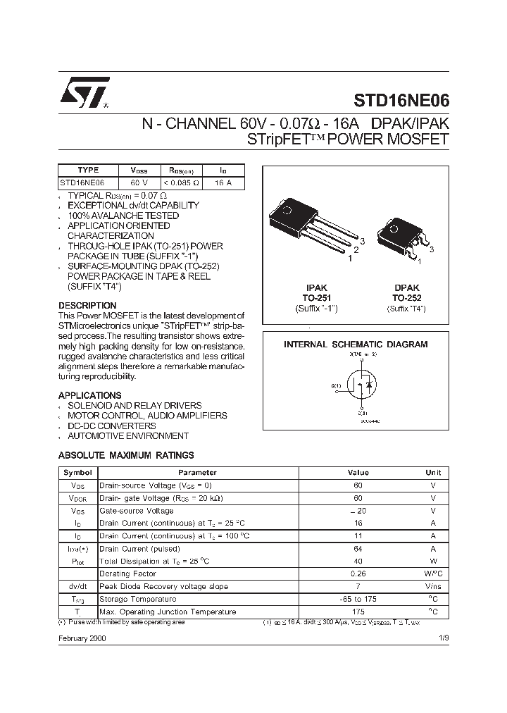 STD16NE06_155444.PDF Datasheet