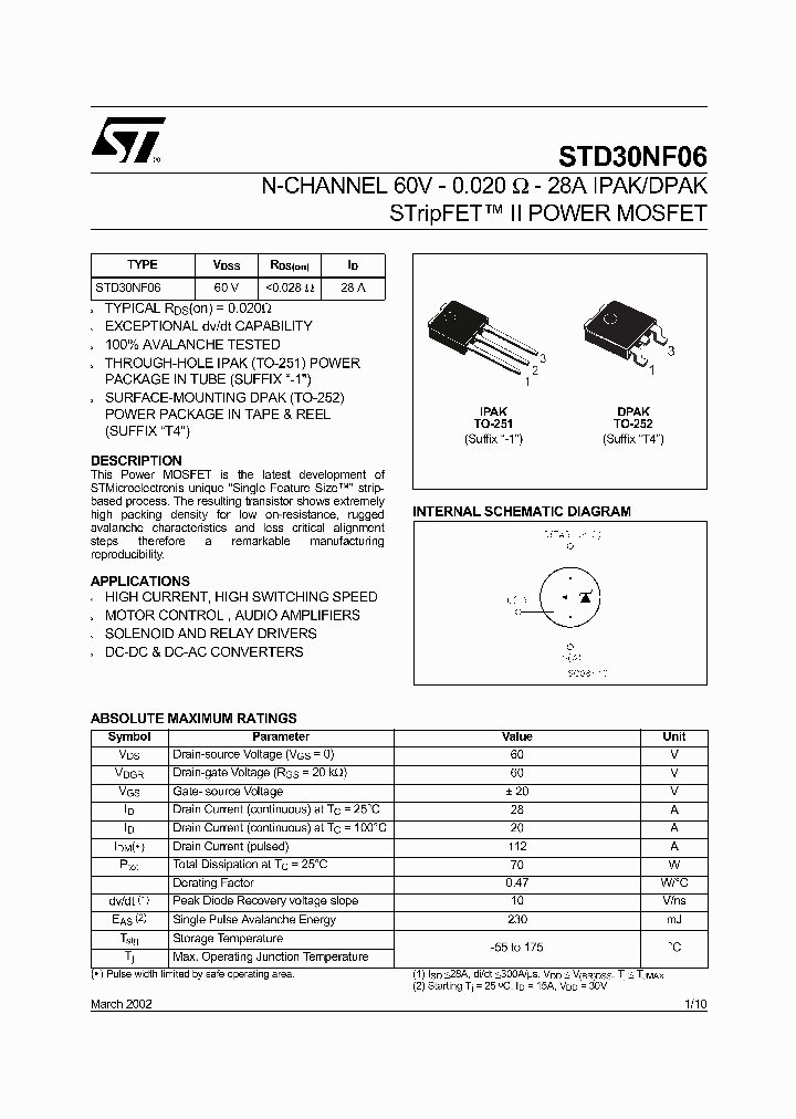 STD30NF06_70724.PDF Datasheet