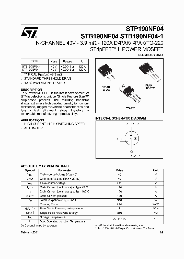 STP190NF04_174461.PDF Datasheet