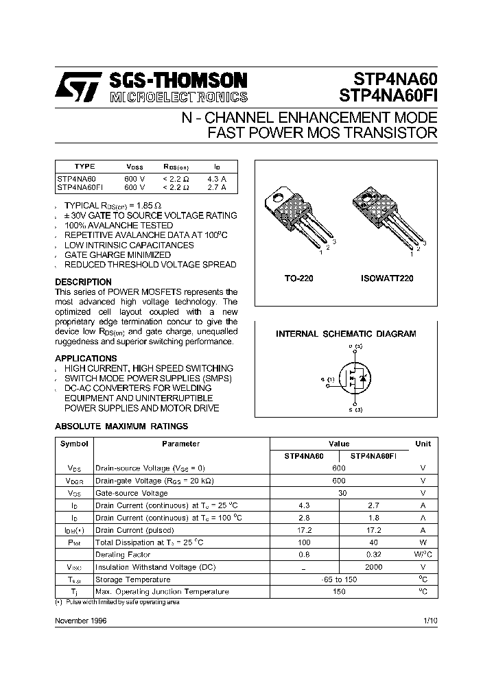 STP4NA60_172810.PDF Datasheet