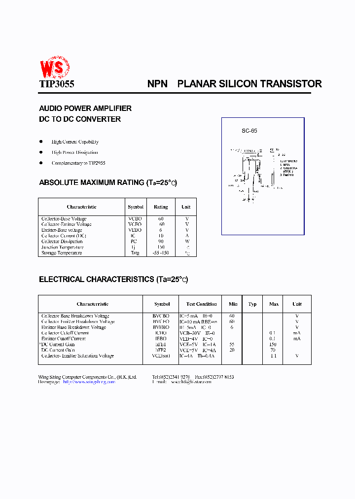 TIP3055_69087.PDF Datasheet