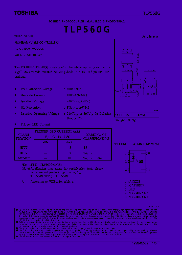 TLP560_4180.PDF Datasheet