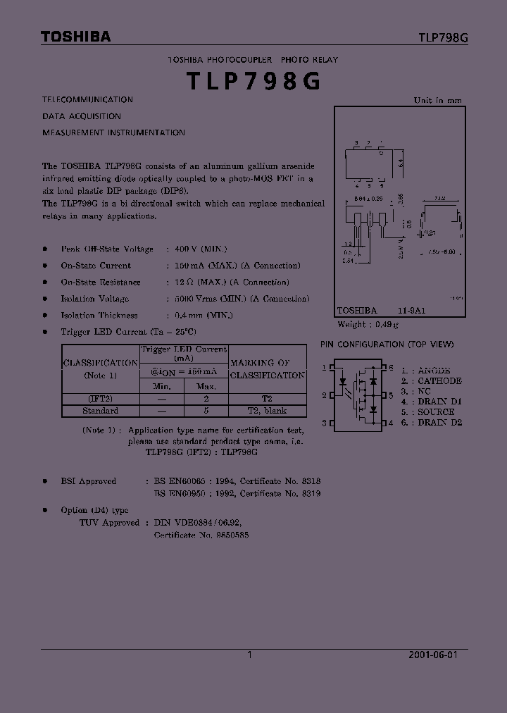 TLP798G_4308.PDF Datasheet