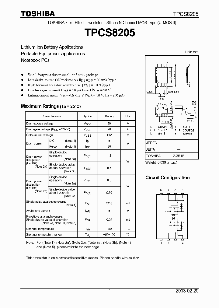TPCS8205_65390.PDF Datasheet