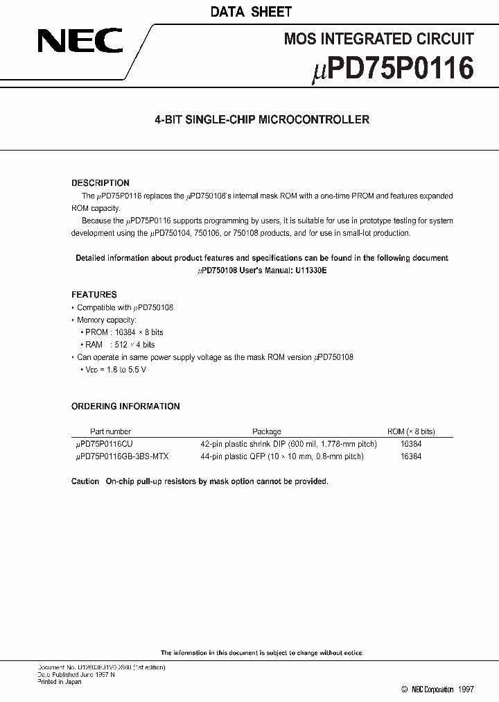 UPD75P0116_98677.PDF Datasheet