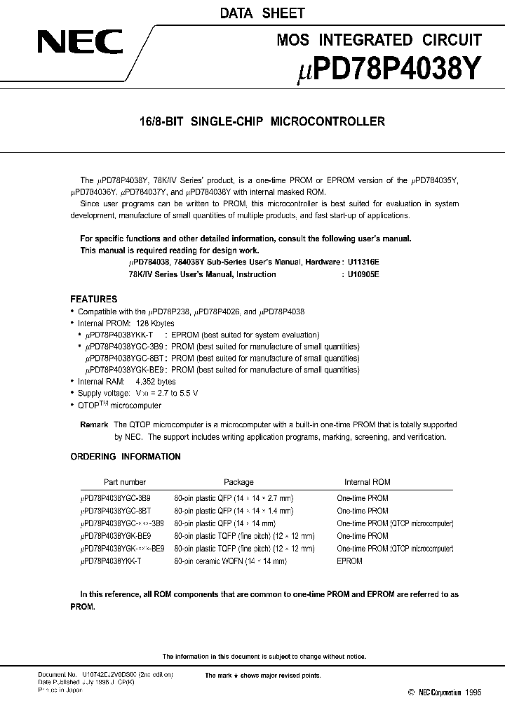 UPD78P4038Y_96358.PDF Datasheet